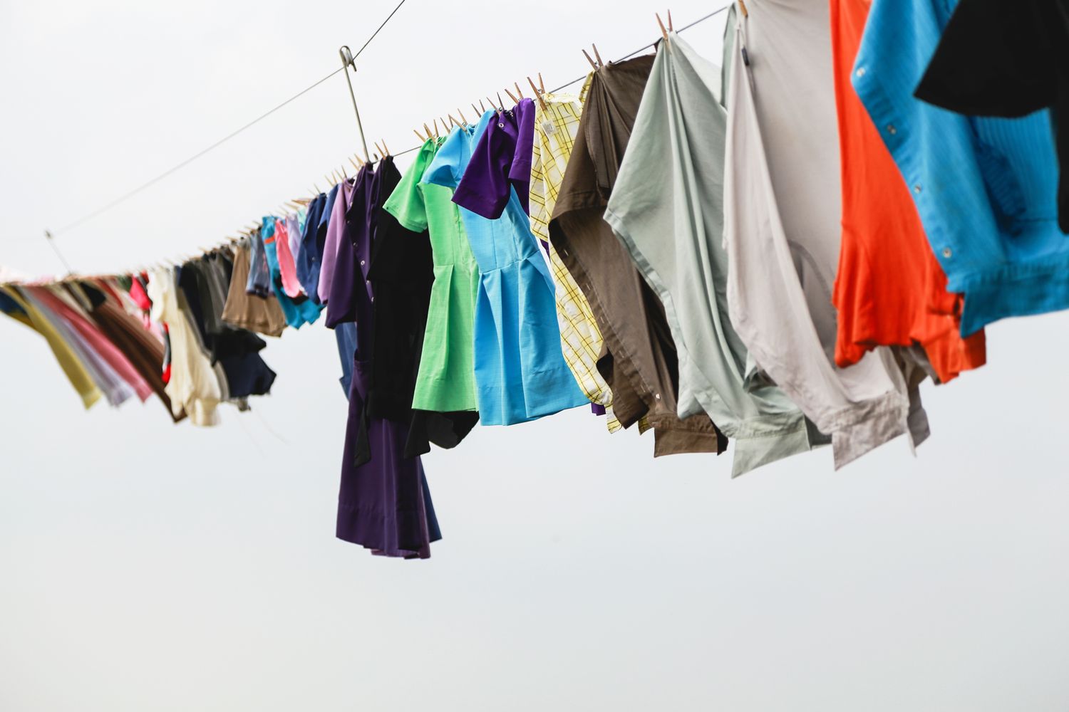 Amish laundry clothesline in Amish County Pennsylvania. New England photographer