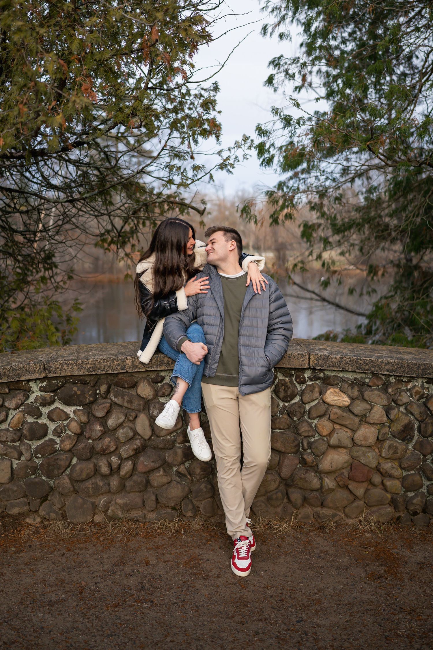 winter engagements photo session in elizabeth park photos of couple kissing 2