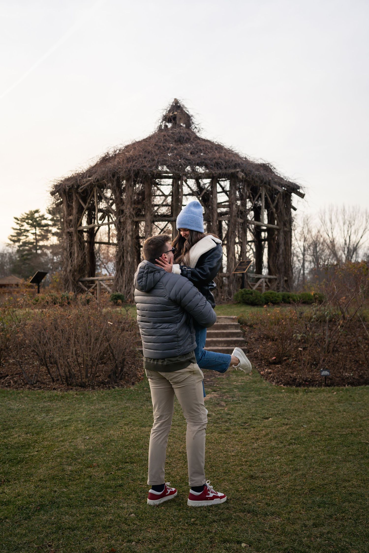 winter engagements photo session in elizabeth park photos of couple dancing 3