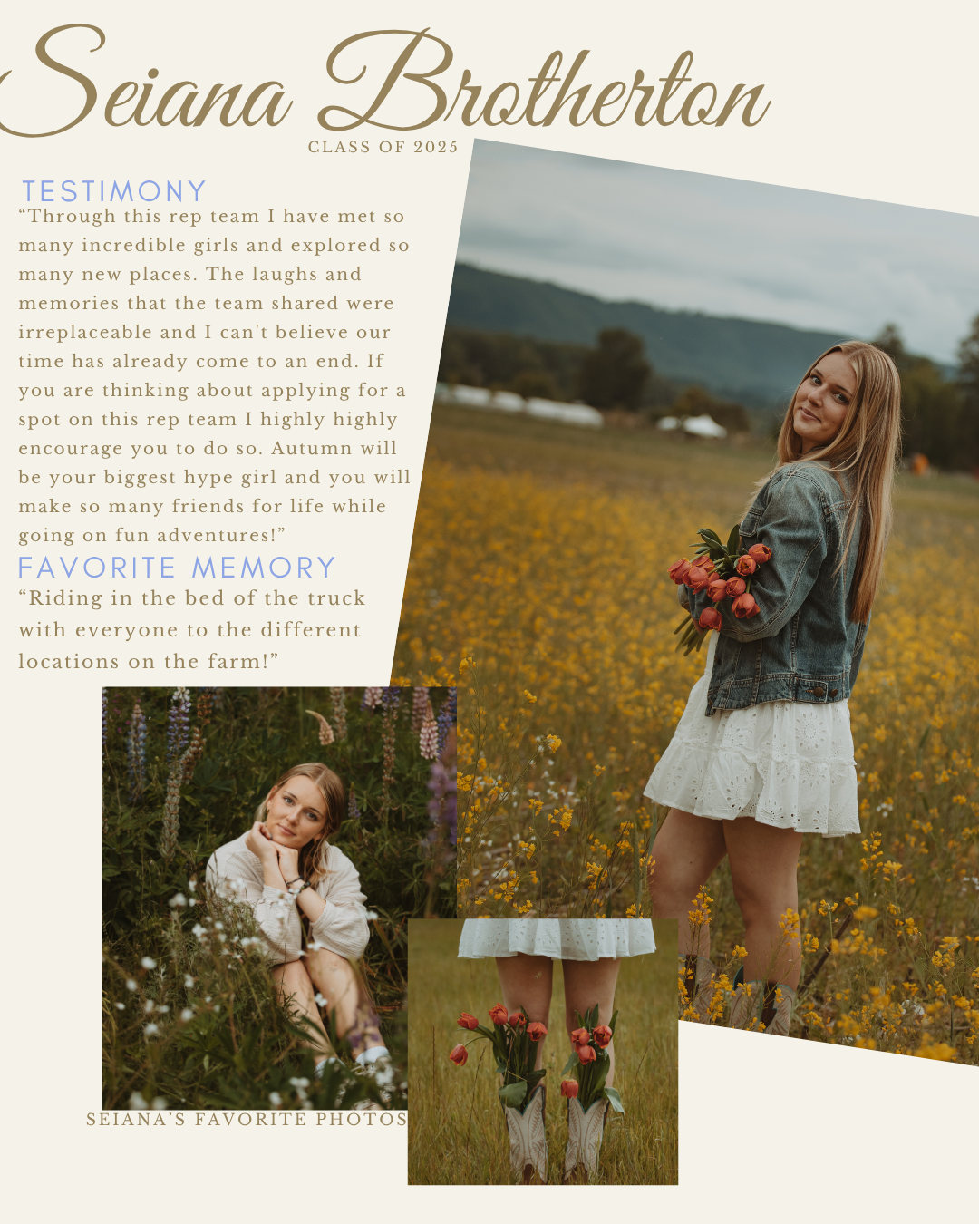Portfolio design showcasing outdoor photography in a wildflower field.