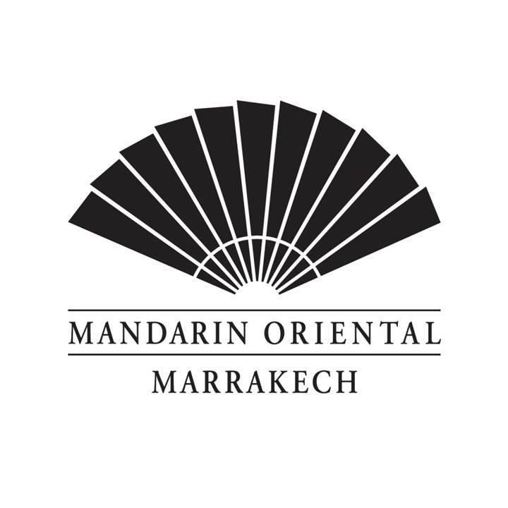 Mandarin Oriental Marrakech logo featuring a black fan design with radiating lines above the hotel name.
