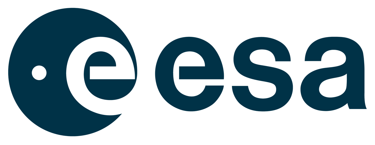 Logo of the European Space Agency (ESA) in blue text on a dark background.