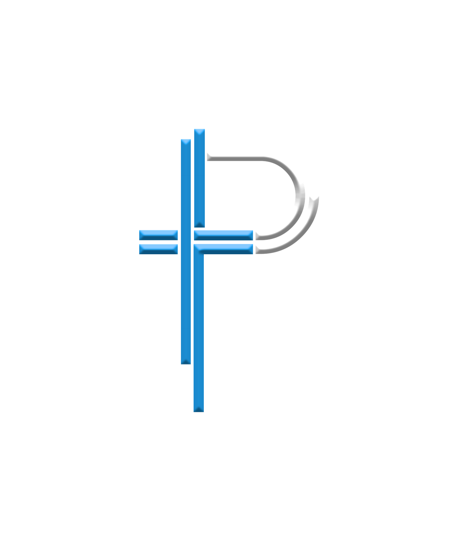 The Park Alliance Church Logo; Minimalist geometric cross design with blue parallel lines and curved elements forming an abstract pattern