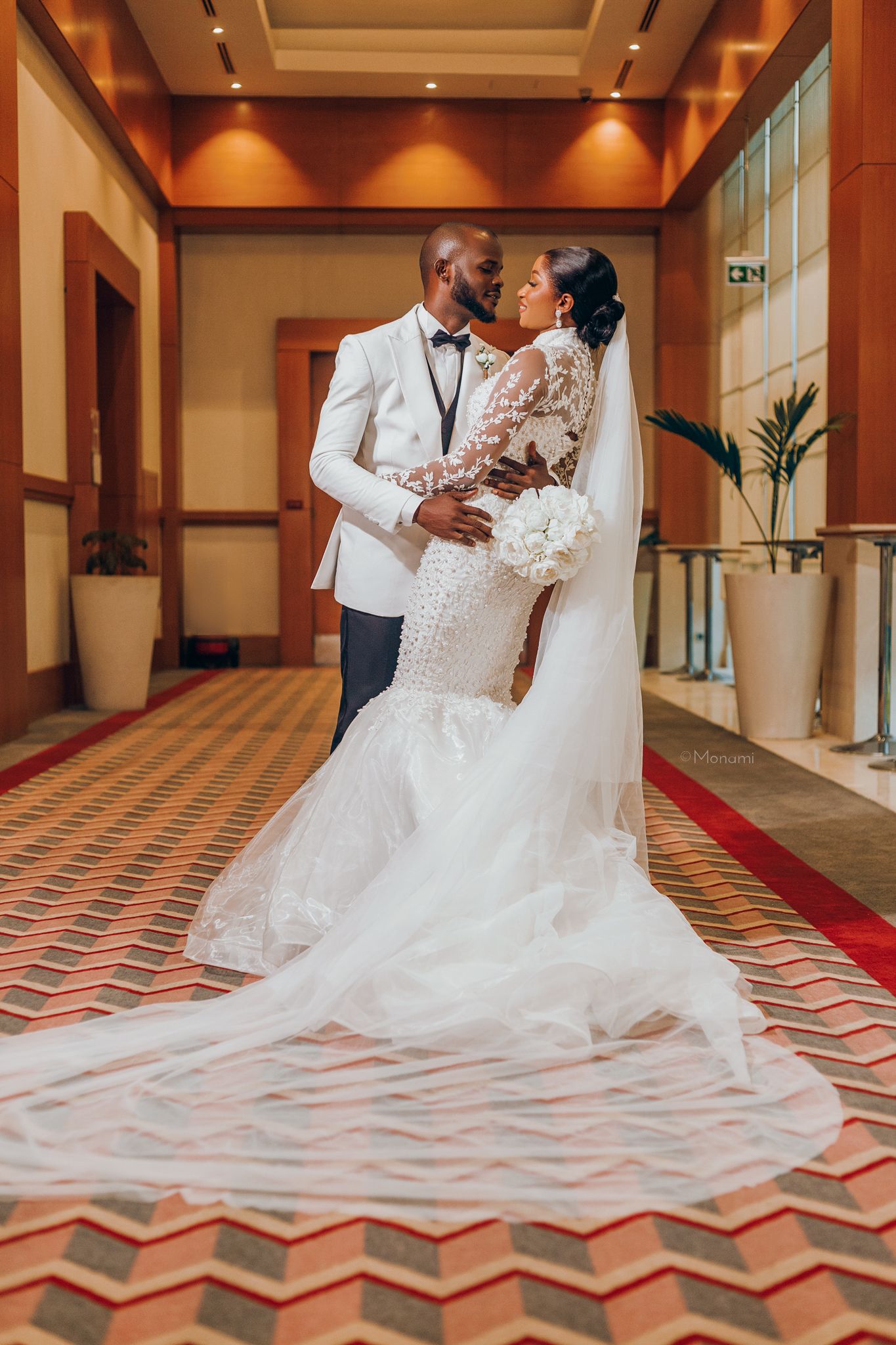 An editorial wedding image of a couple captured by Monami Photography