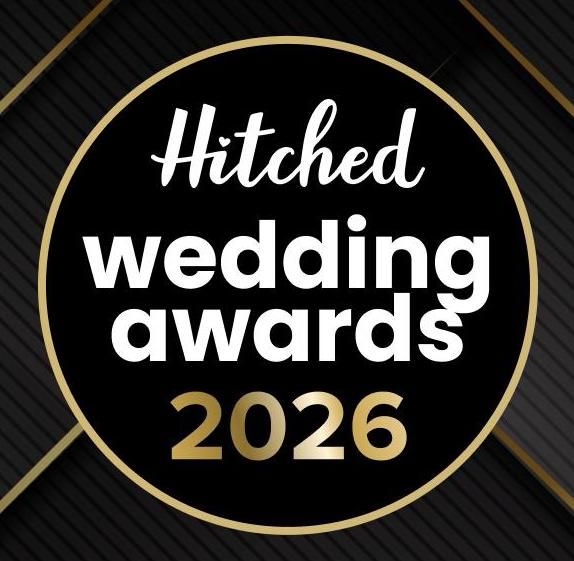 Black and gold geometric design with text showing 'Wedding Awards 2026' in modern typography style.