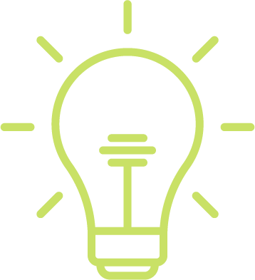 Green lightbulb icons arranged in a row showing progression from simple to detailed design.