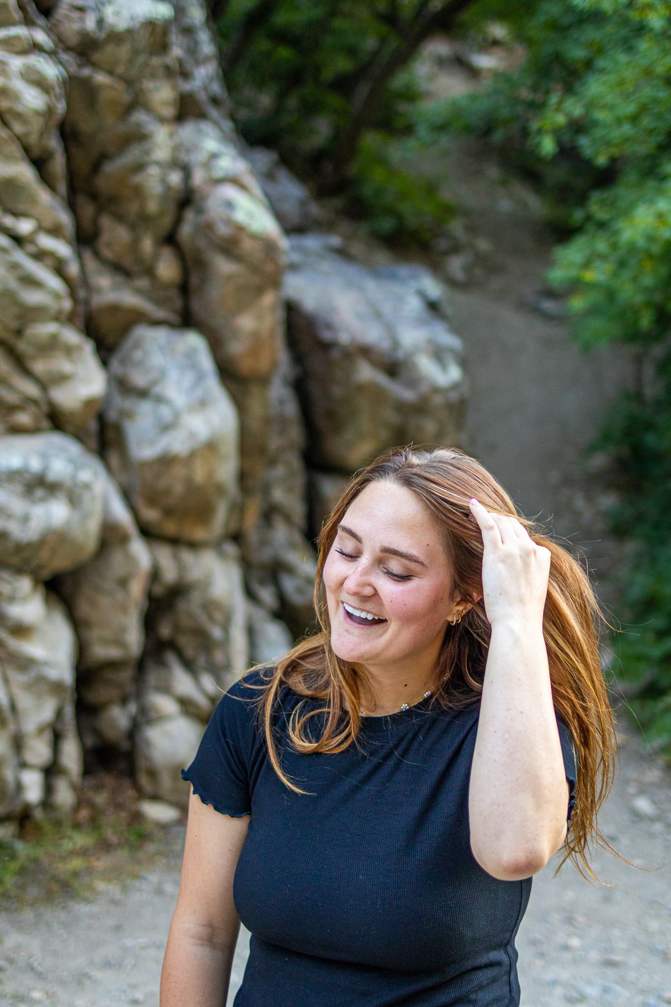 Pretty woman portrait on Rock Canyon trail in Utah