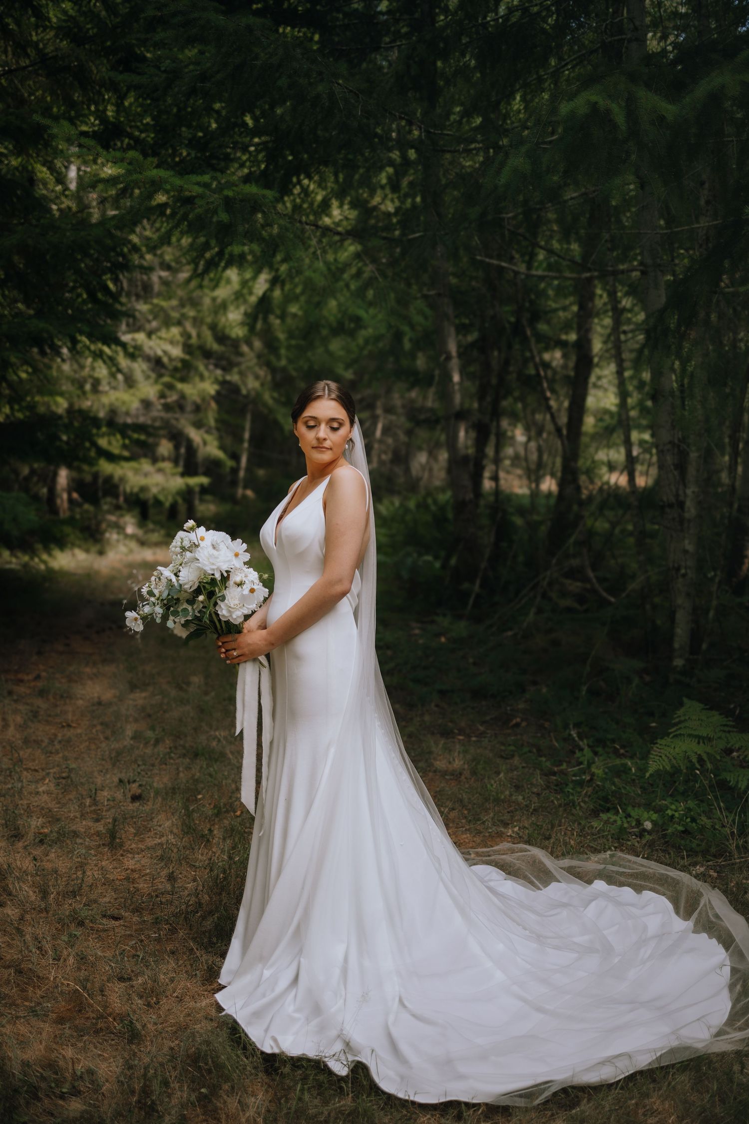 vancouver island bridal portrait in the forest