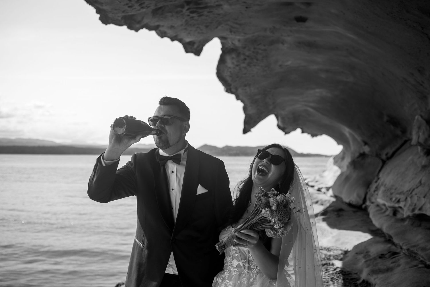 Gabriola Island Wedding Photographer, Bridal portraits, Malaspina galleries, sandstone, elopement photography, champagne spray