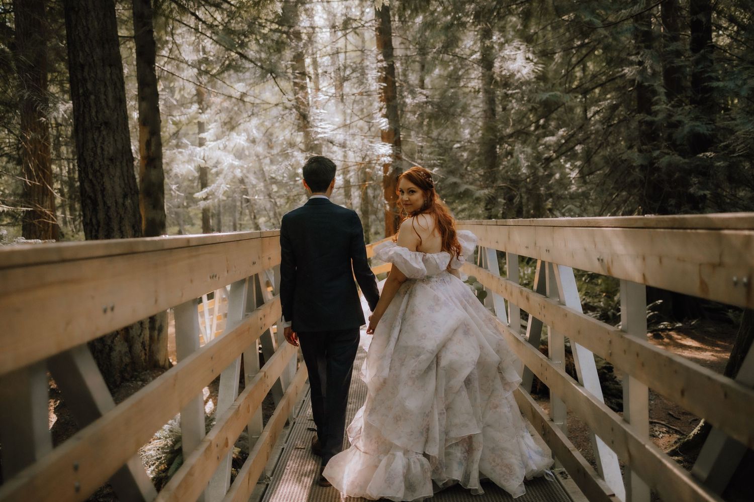 Chemainus wedding, intimate elopement, nanaimo photography, Vancouver Island photographer, waterfall, bride, groom, forest wedding, spring