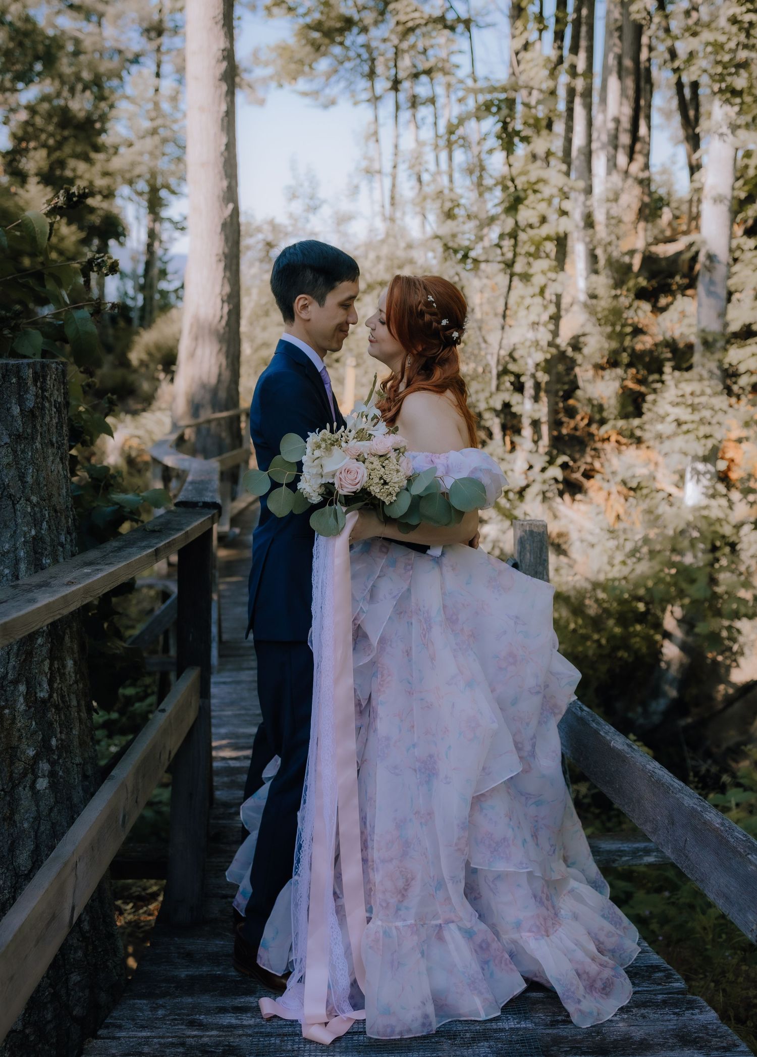 Chemainus wedding, intimate elopement, nanaimo photography, Vancouver Island photographer, waterfall, bride, groom, forest wedding, spring
