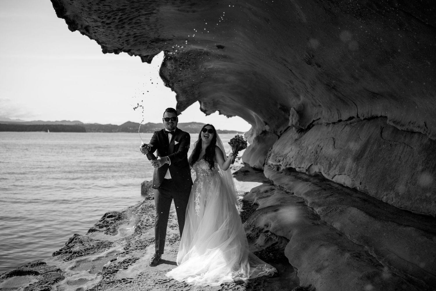 Gabriola Island Wedding Photographer, Bridal portraits, Malaspina galleries, sandstone, elopement photography, champagne spray