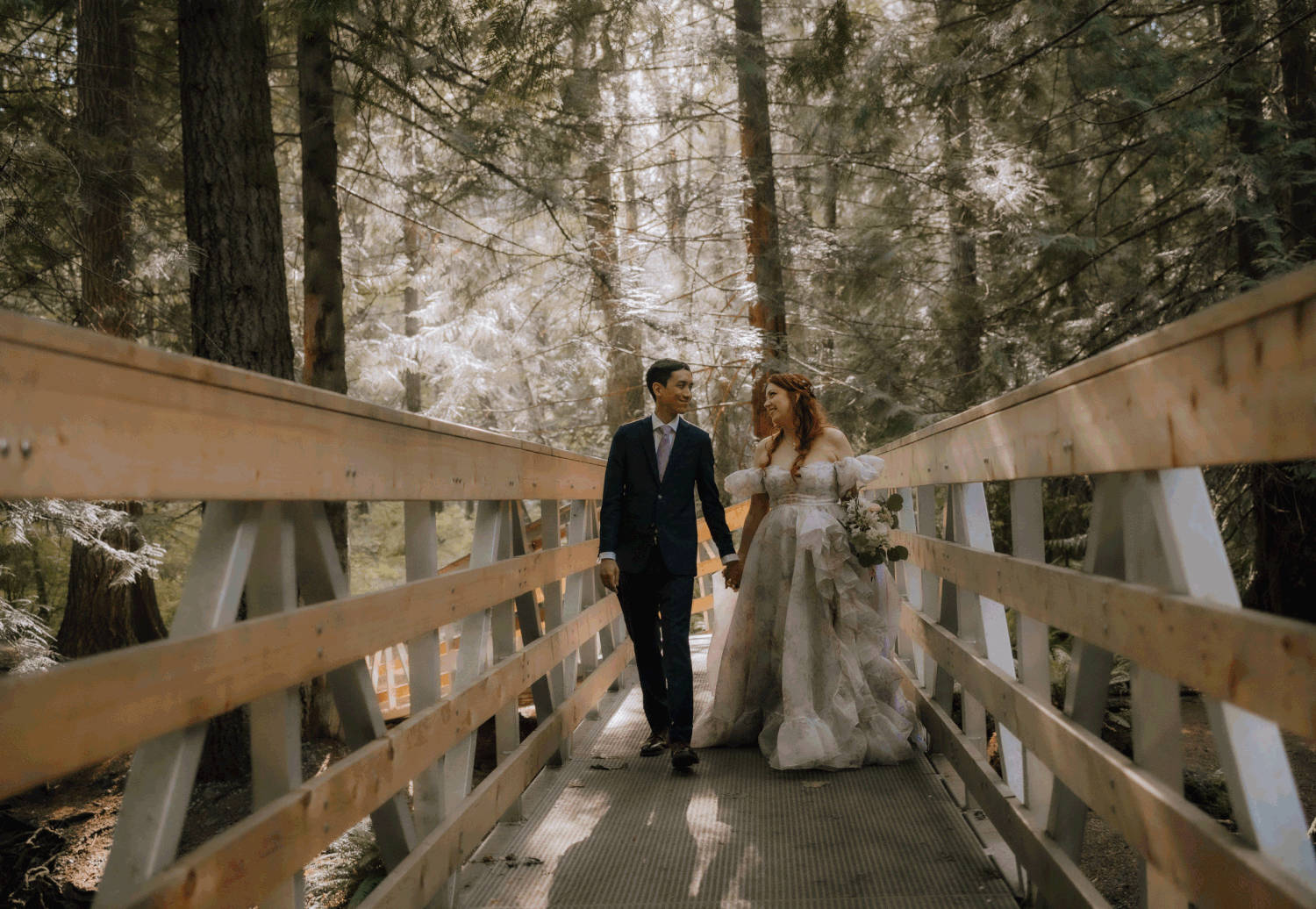 Chemainus wedding, intimate elopement, nanaimo photography, Vancouver Island photographer, waterfall, bride, groom, forest wedding, spring
