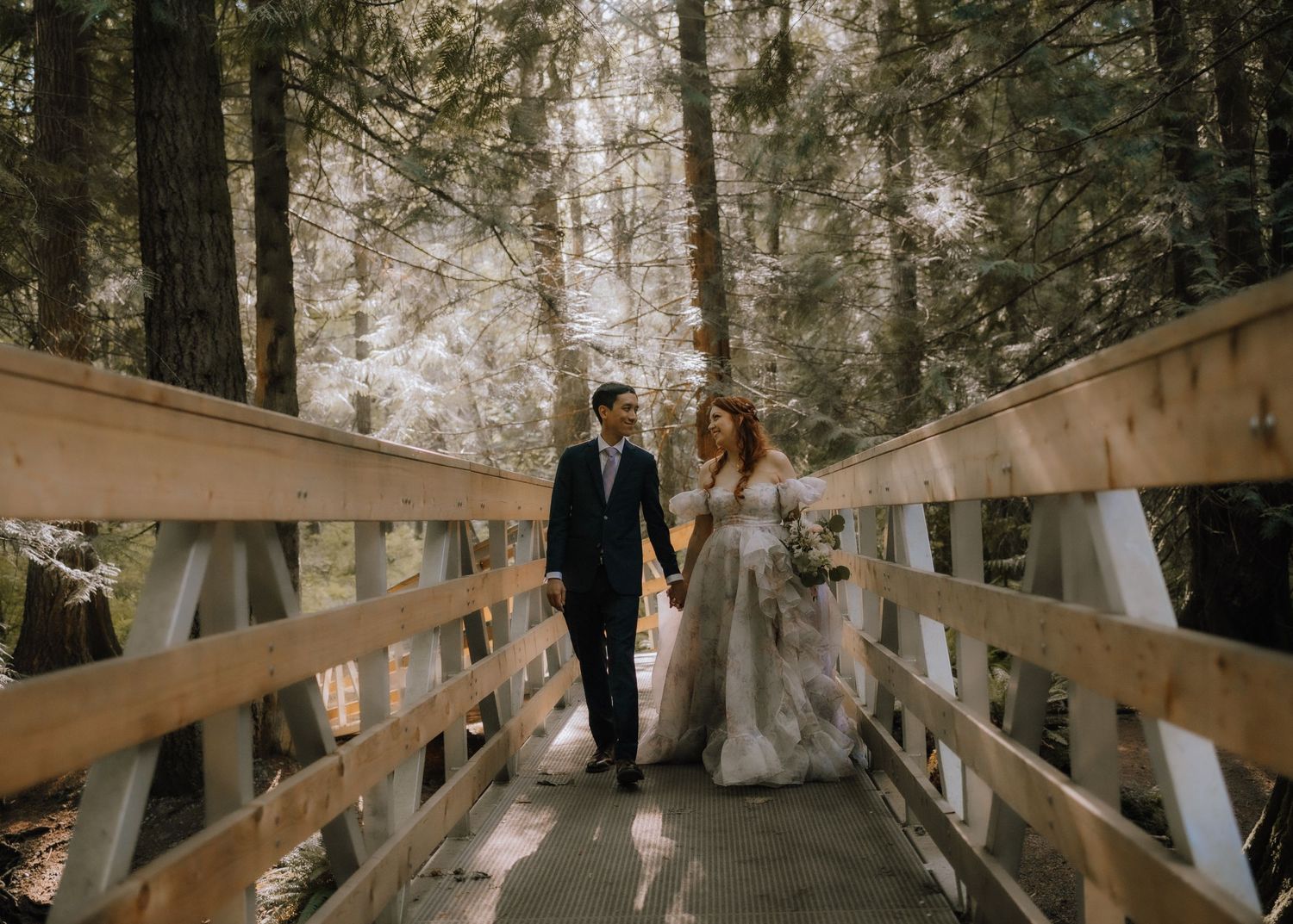 Chemainus wedding, intimate elopement, nanaimo photography, Vancouver Island photographer, waterfall, bride, groom, forest wedding, spring
