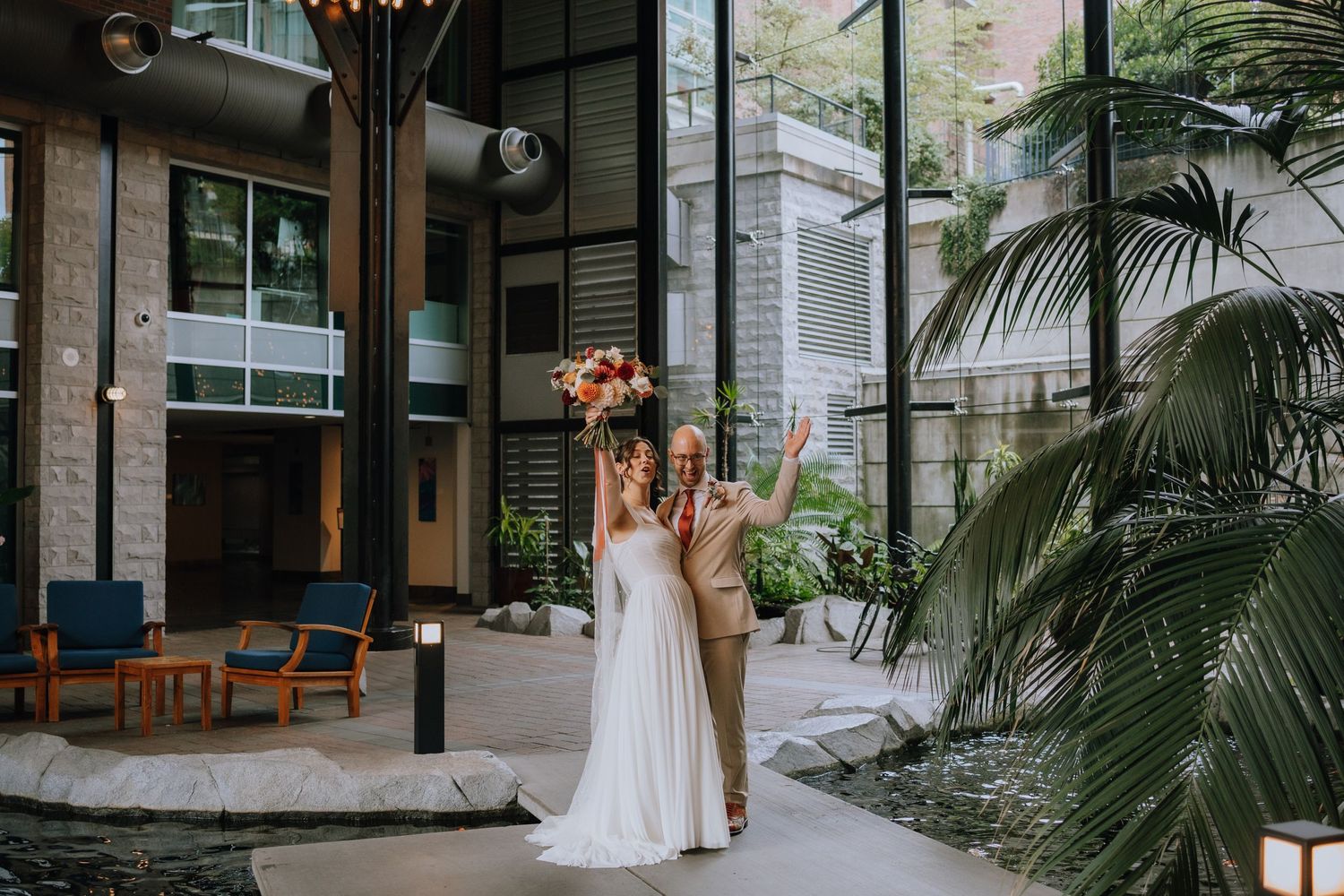 Parkside hotel lobby bride and groom