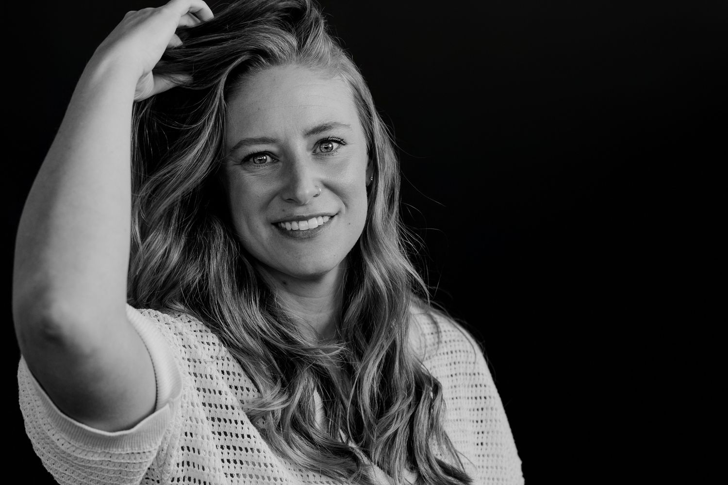 Artistic black and white portrait sequence showing different emotional expressions.