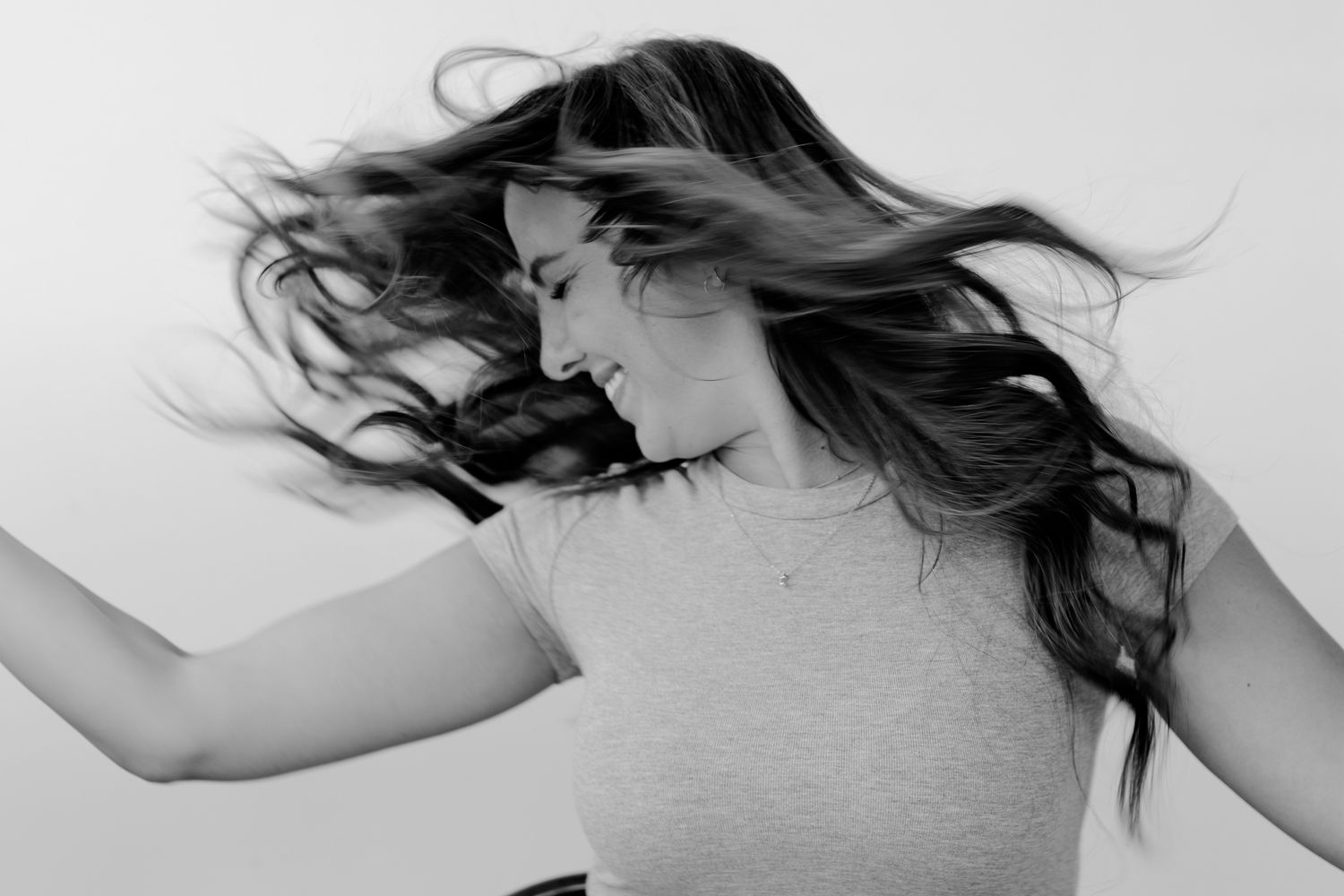 Artistic black and white series showing movement and emotional expressions.