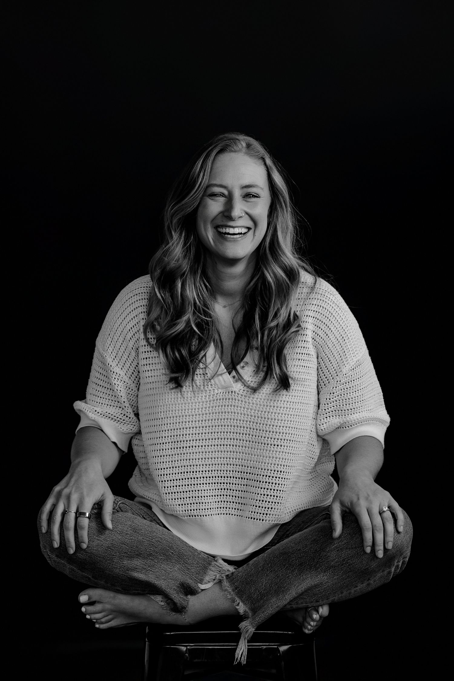 Expressive black and white portraits showing joyful emotions and natural reactions.