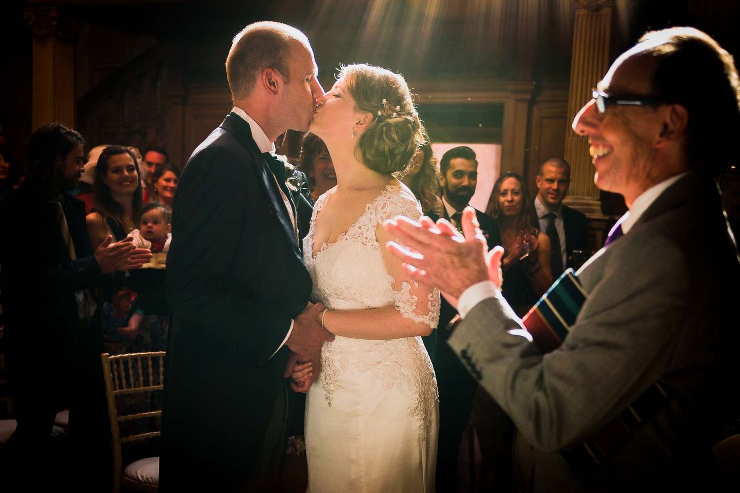 natural documentary wedding photo of bride and groom in London