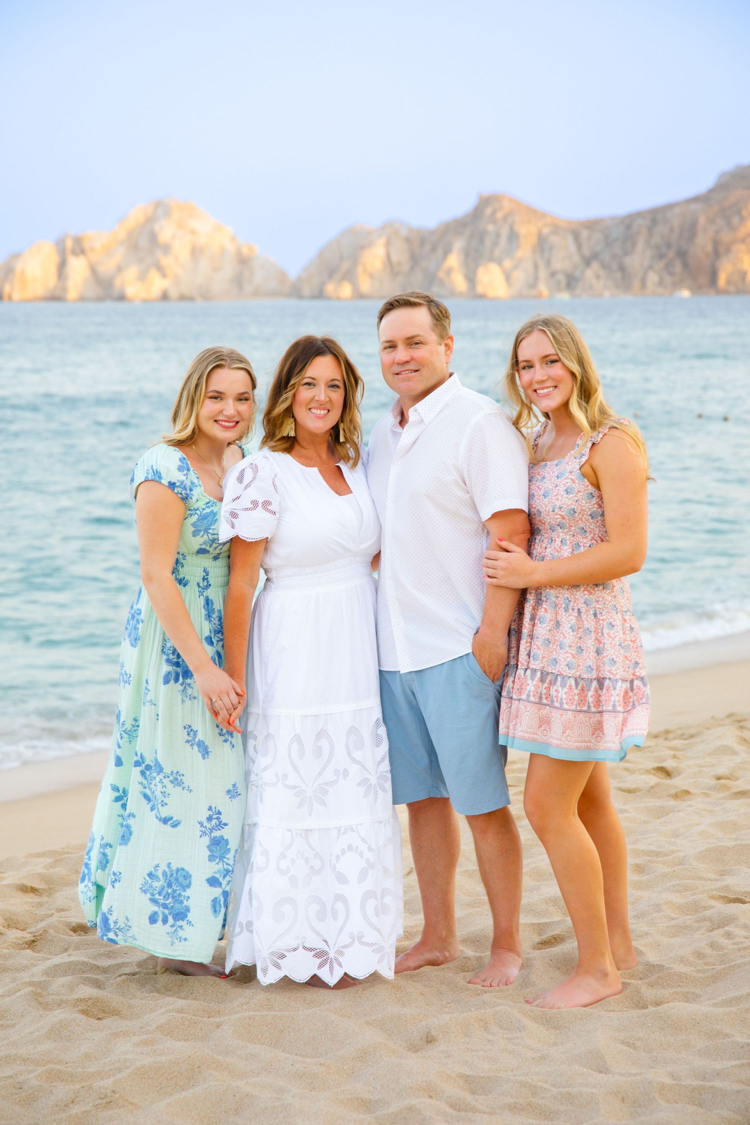 family on beach in Cabo San Lucas