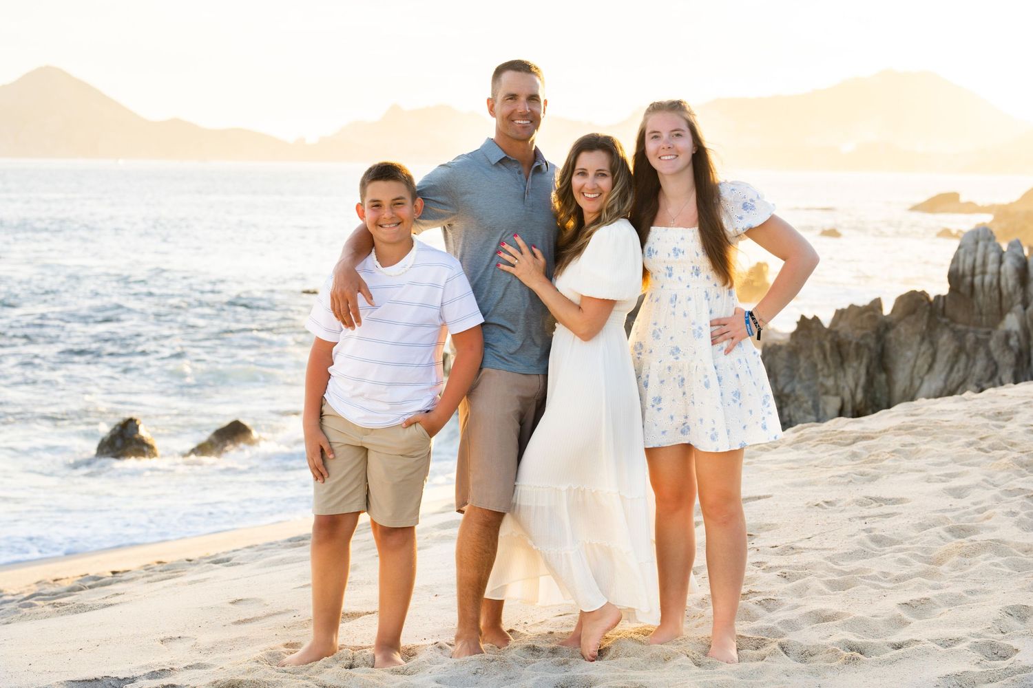 family  on beach in Cabo San Lucas