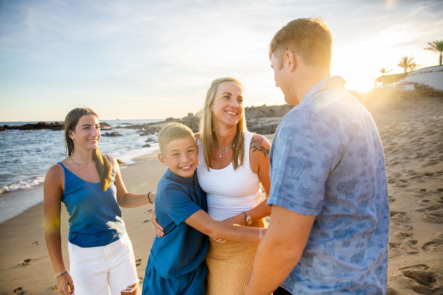family  on beach in Cabo San Lucas