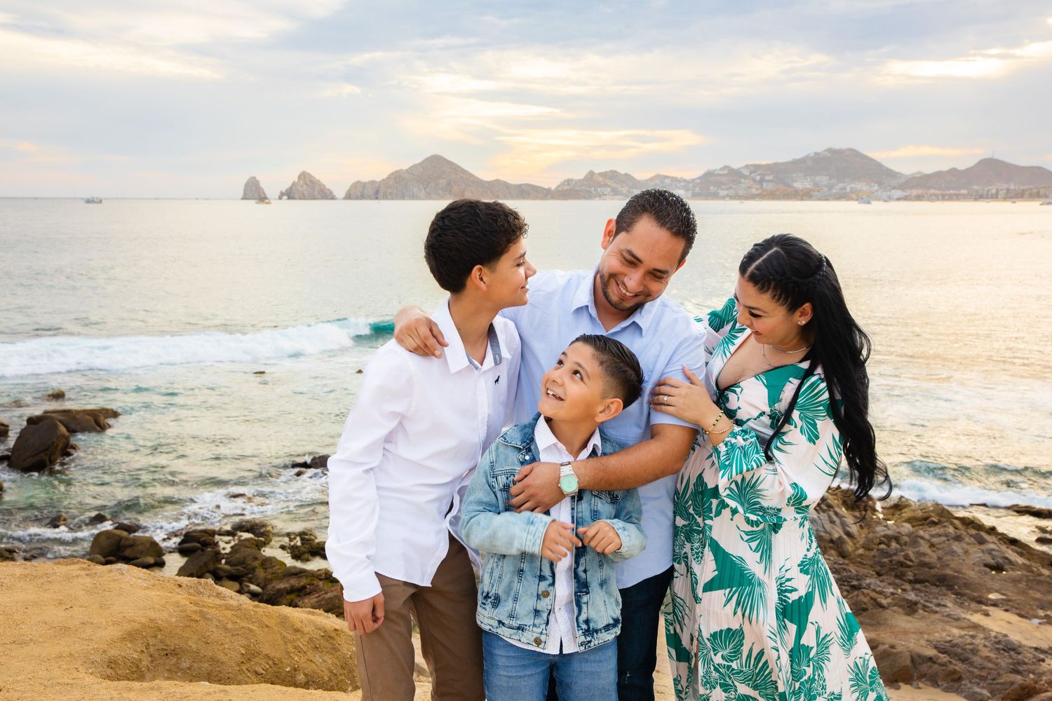 family  on beach in Cabo San Lucas