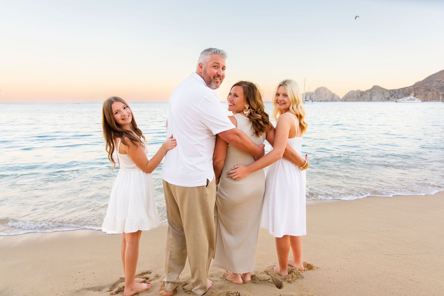 family  on beach in Cabo San Lucas