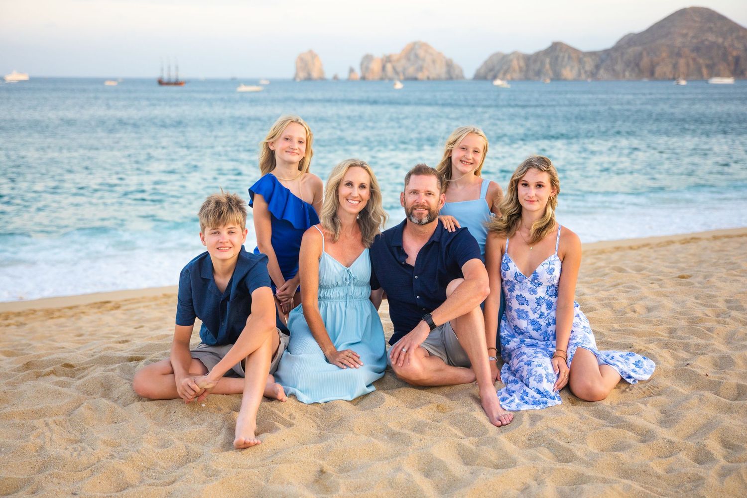 family  on beach in Cabo San Lucas