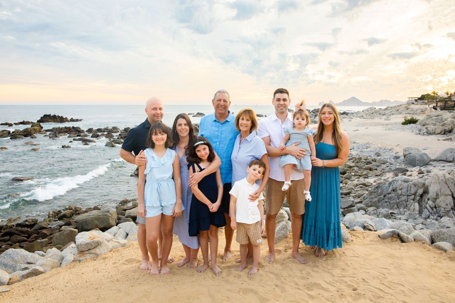 family  on beach in Cabo San Lucas