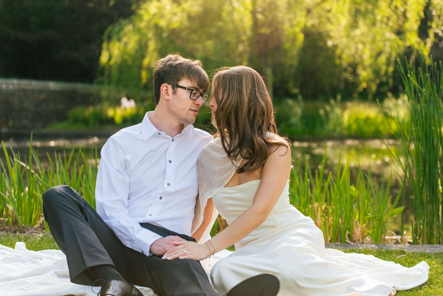 dreamy cinematic whimsical engagement photos at duke gardens by raleigh nc photographer