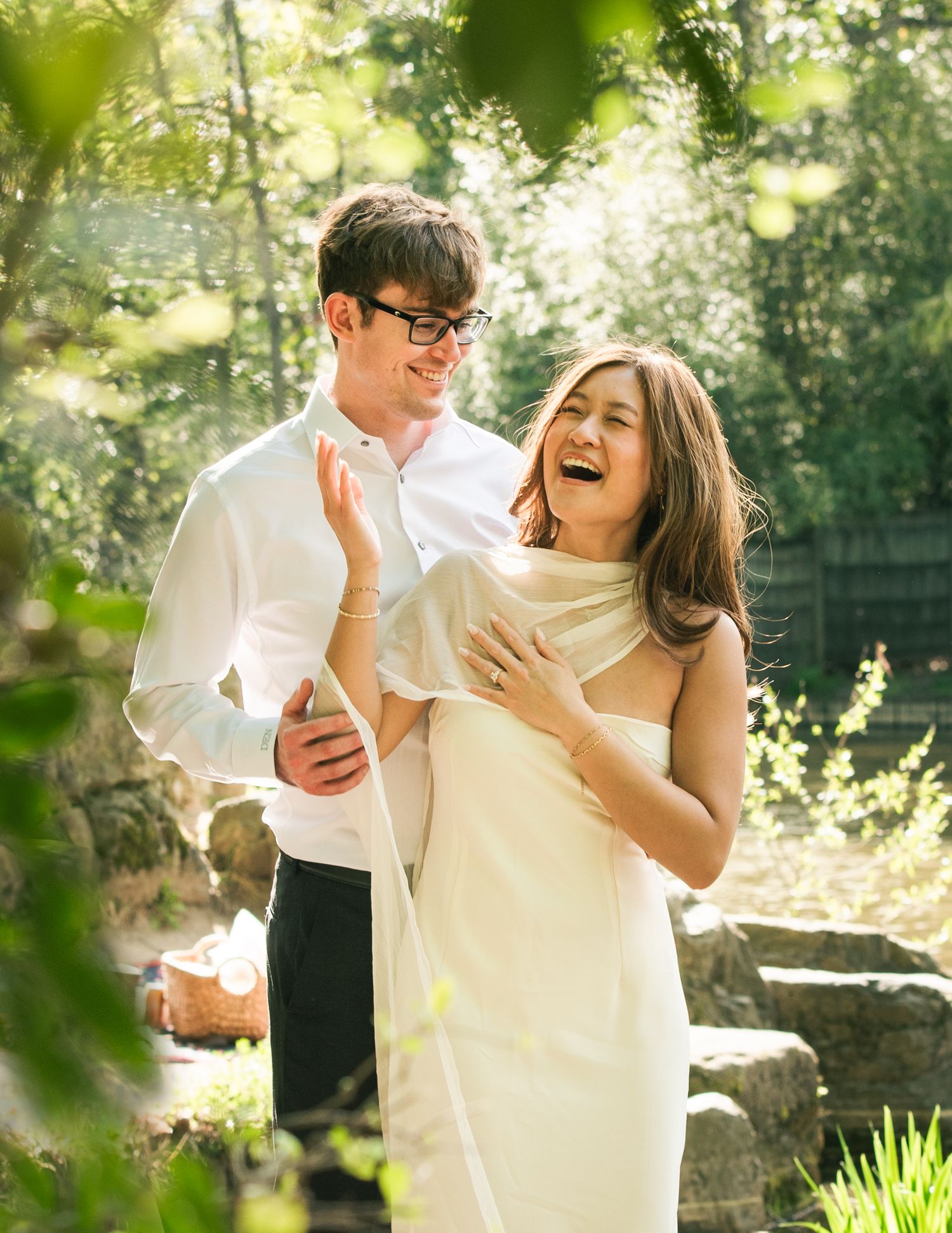 dreamy cinematic whimsical engagement photos at duke gardens by raleigh nc photographer