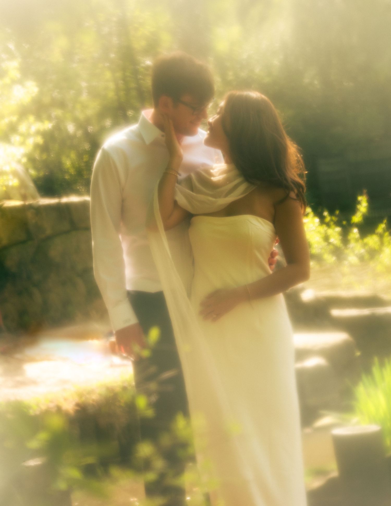 dreamy cinematic whimsical engagement photos at duke gardens by raleigh nc photographer