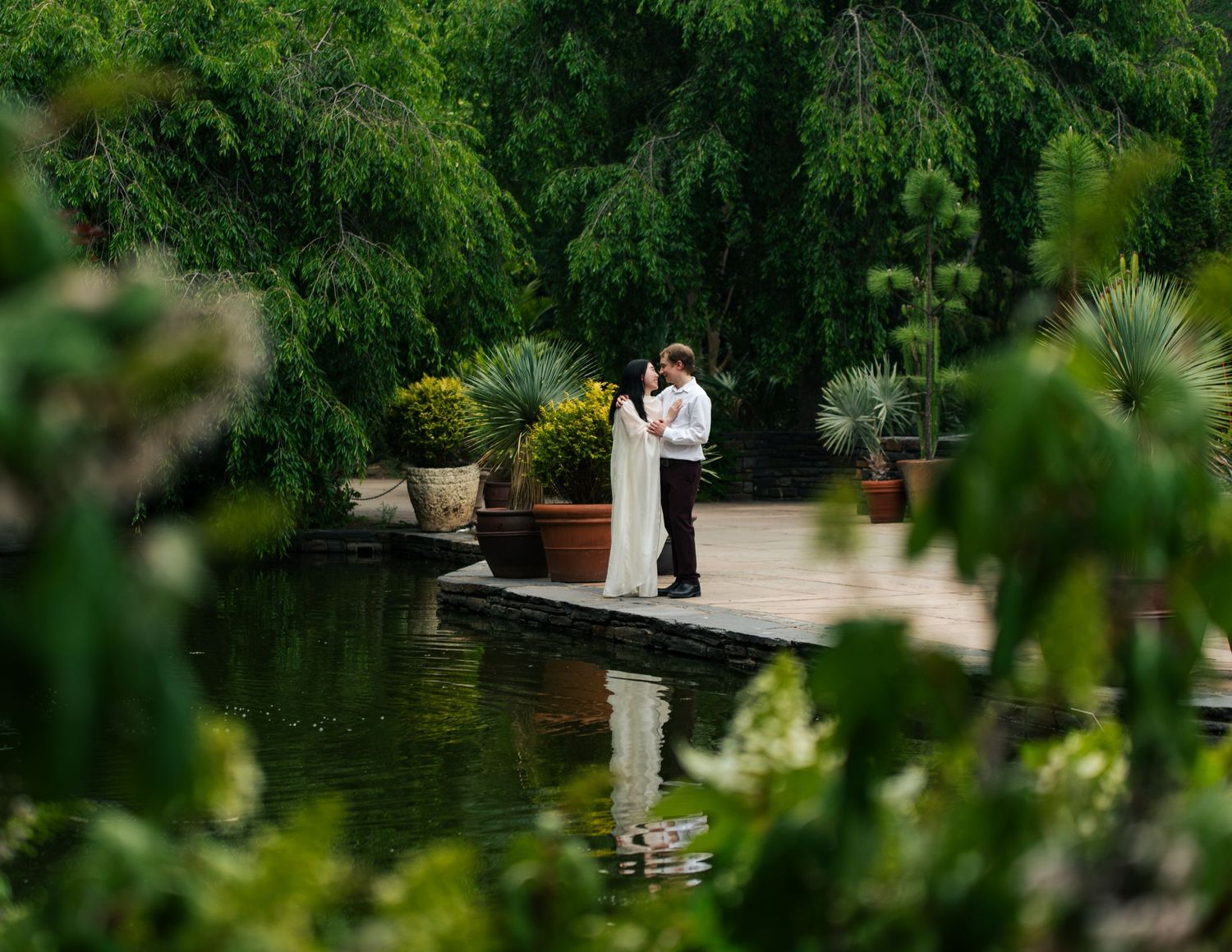 outdoor engagement photoshoot at duke gardens in durham nc