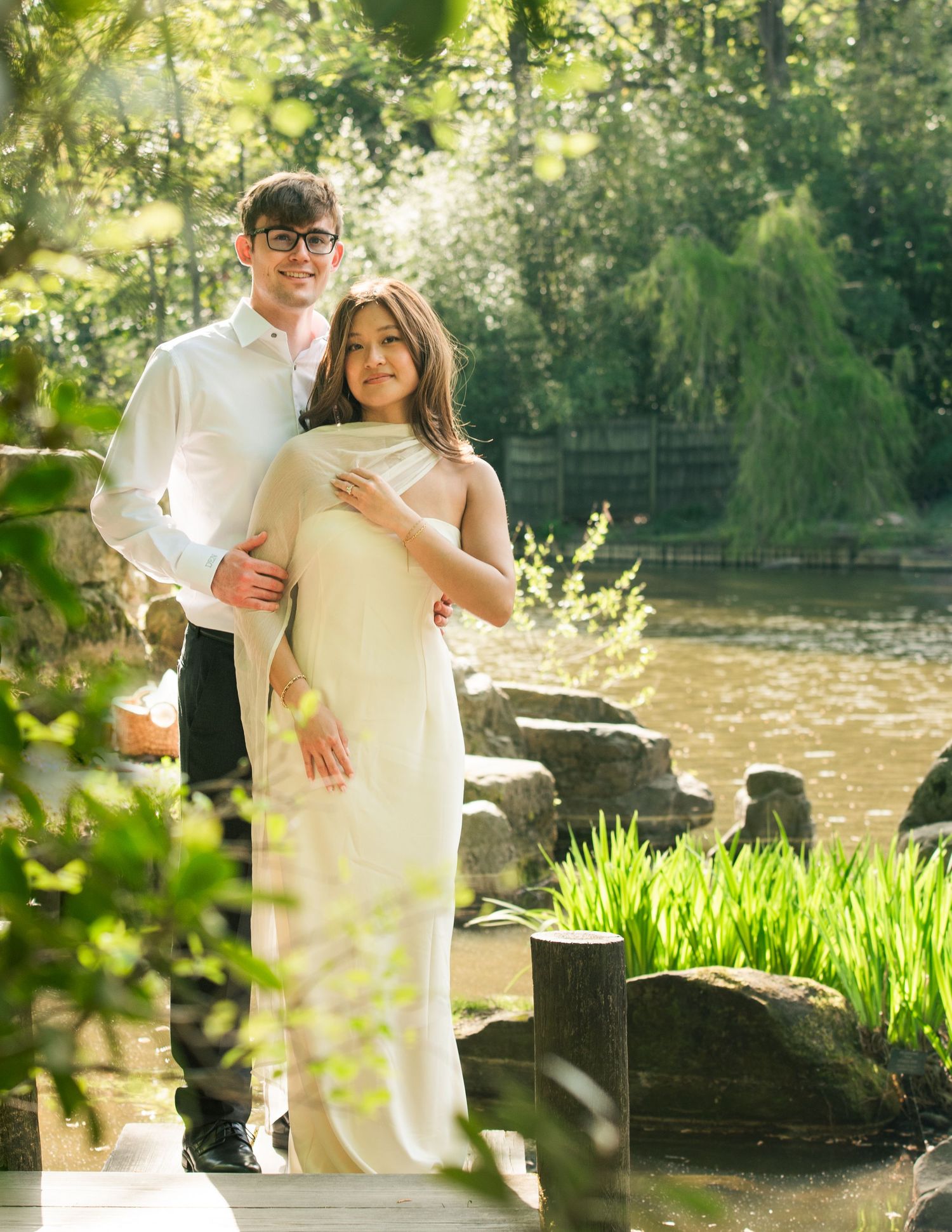 Dreamy couples engagement photos at the Duke Gardens taken by raleigh, nc photographer