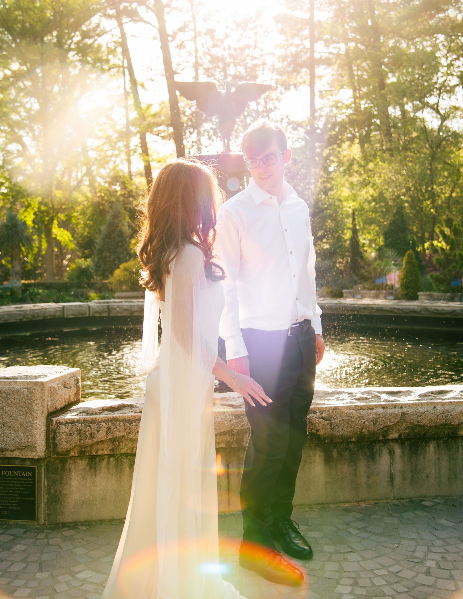 dreamy cinematic whimsical engagement photos at duke gardens by raleigh nc photographer