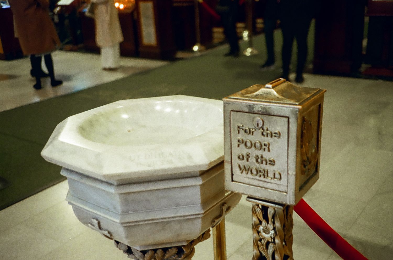 Holy water on display in St. Patrick’s Cathedral in New York City.