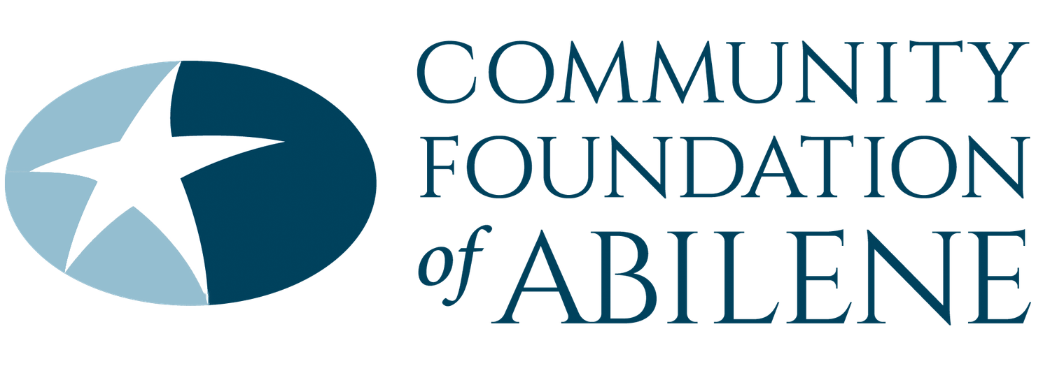 Community Foundation of Abilene logo featuring a star emblem inside a blue oval beside bold teal text.