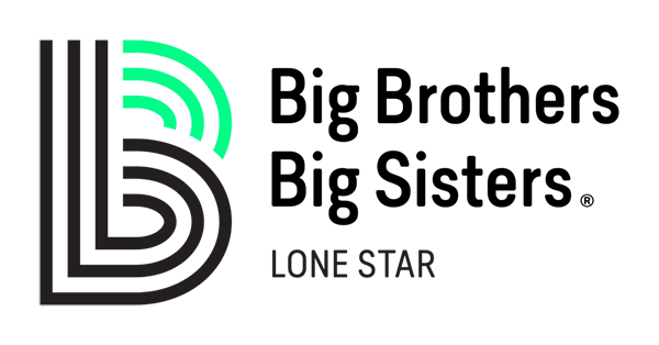 Big Brothers Big Sisters Lone Star logo with green and black letter B icon and bold sans-serif text.