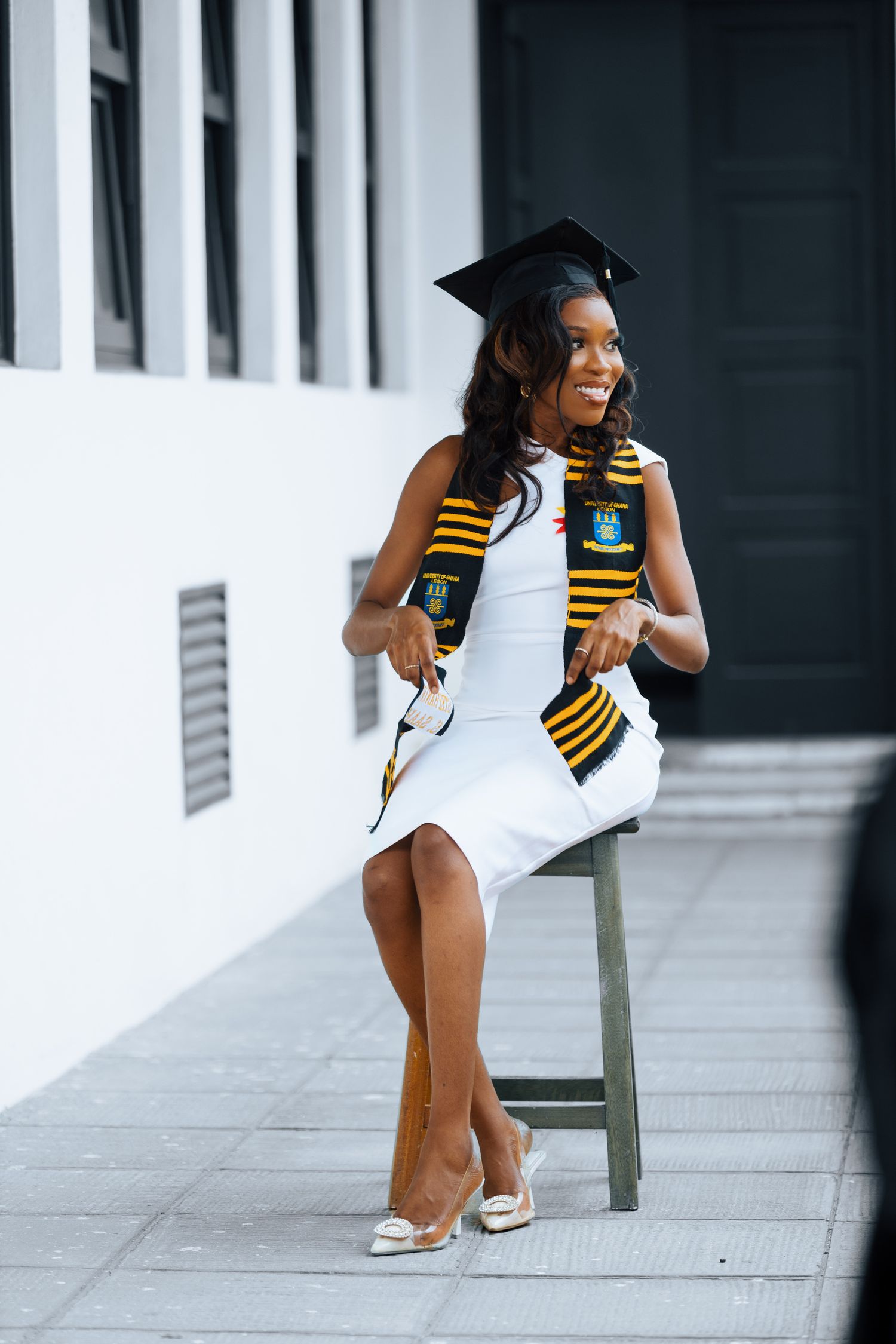 Elegant female graduation portrait with soft lighting