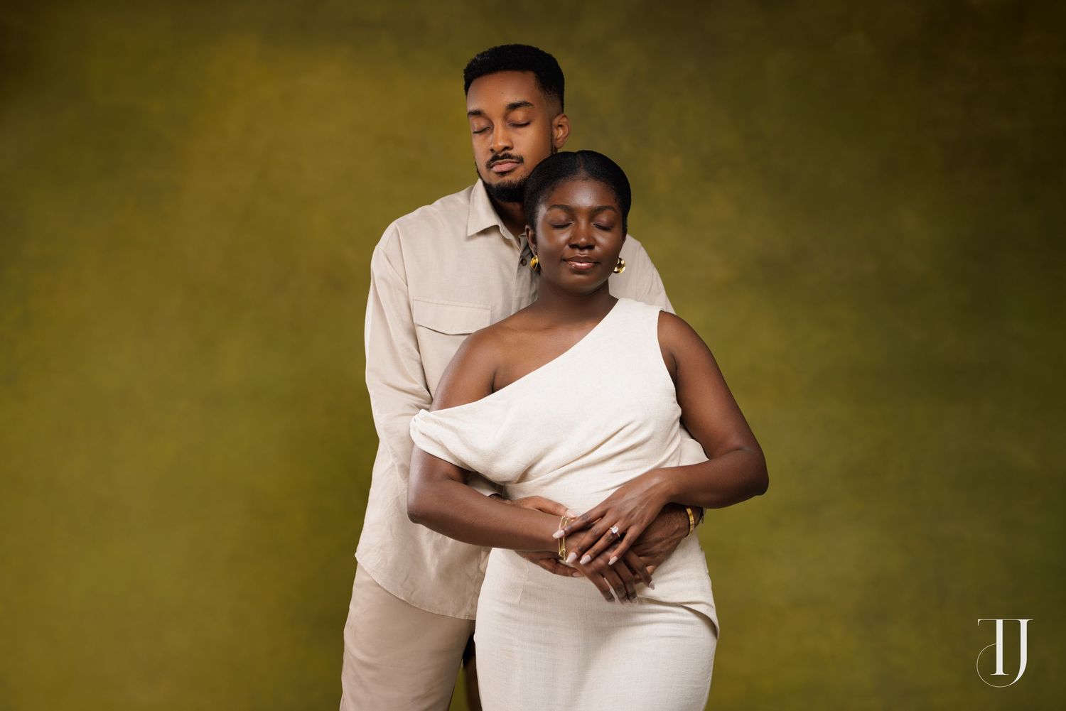 Romantic pre-wedding portrait of couple in Accra, Ghana