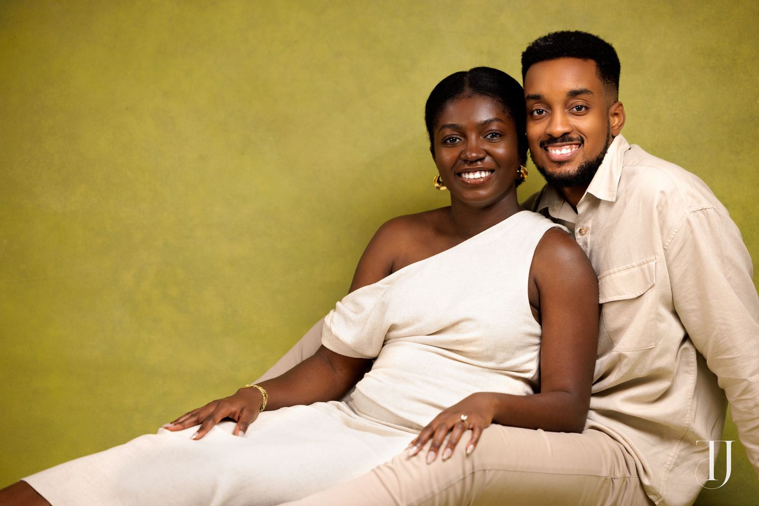 Romantic pre-wedding portrait of couple in Accra, Ghana