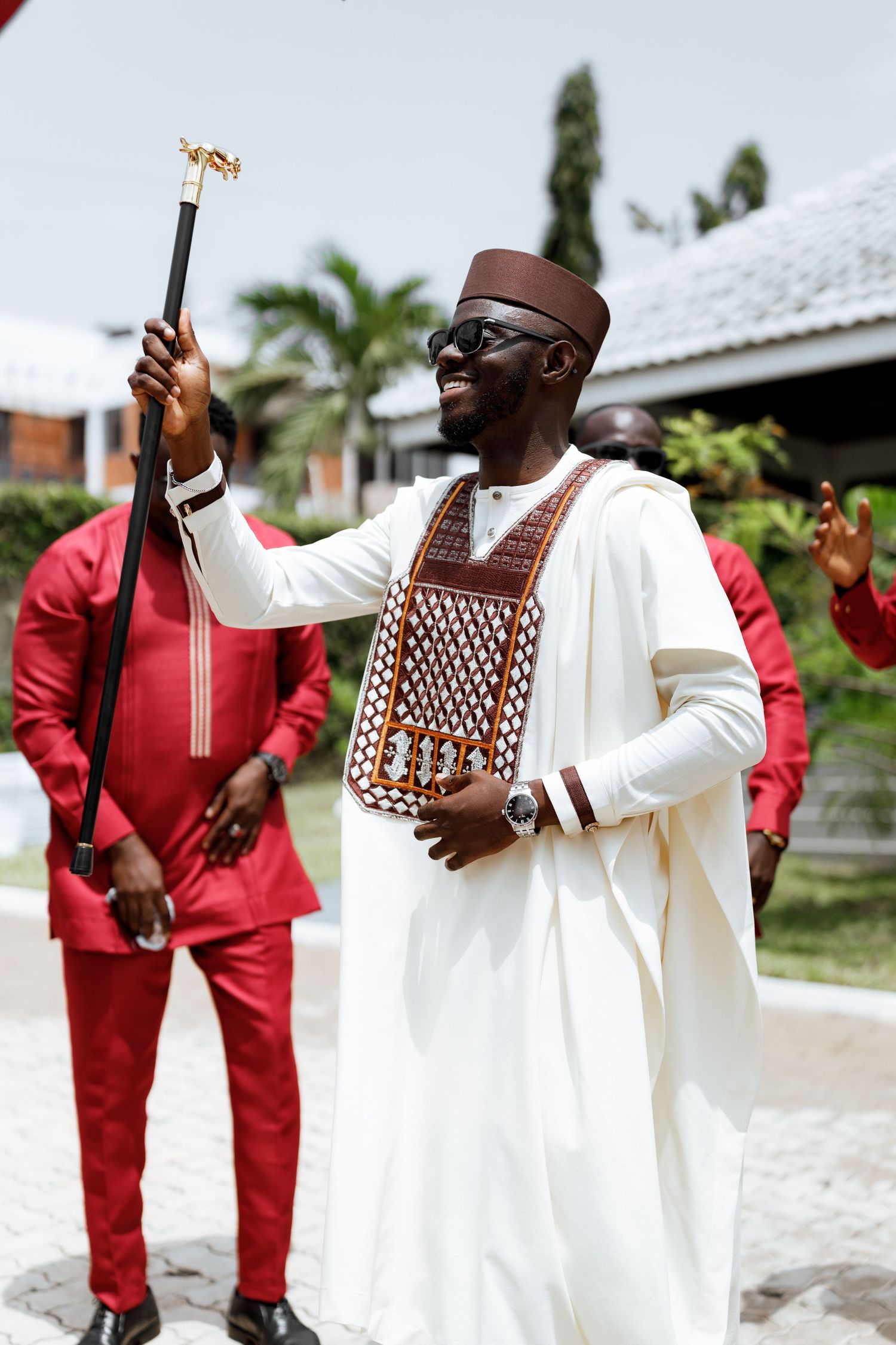 Groom and groommen Traditional wedding ceremony in Ghana