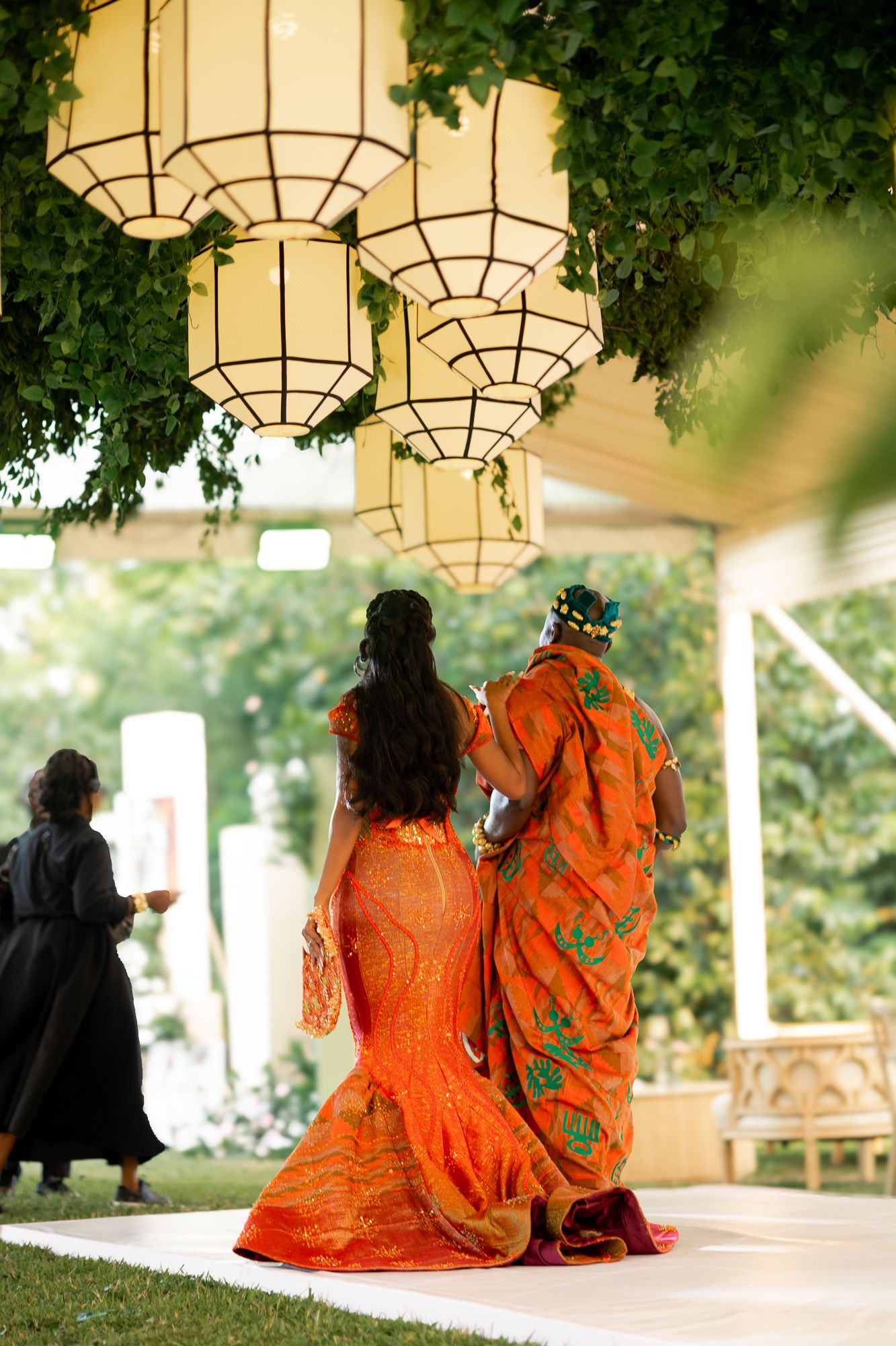 Luxury wedding portrait of bride and groom  in Safari valley, Ghana