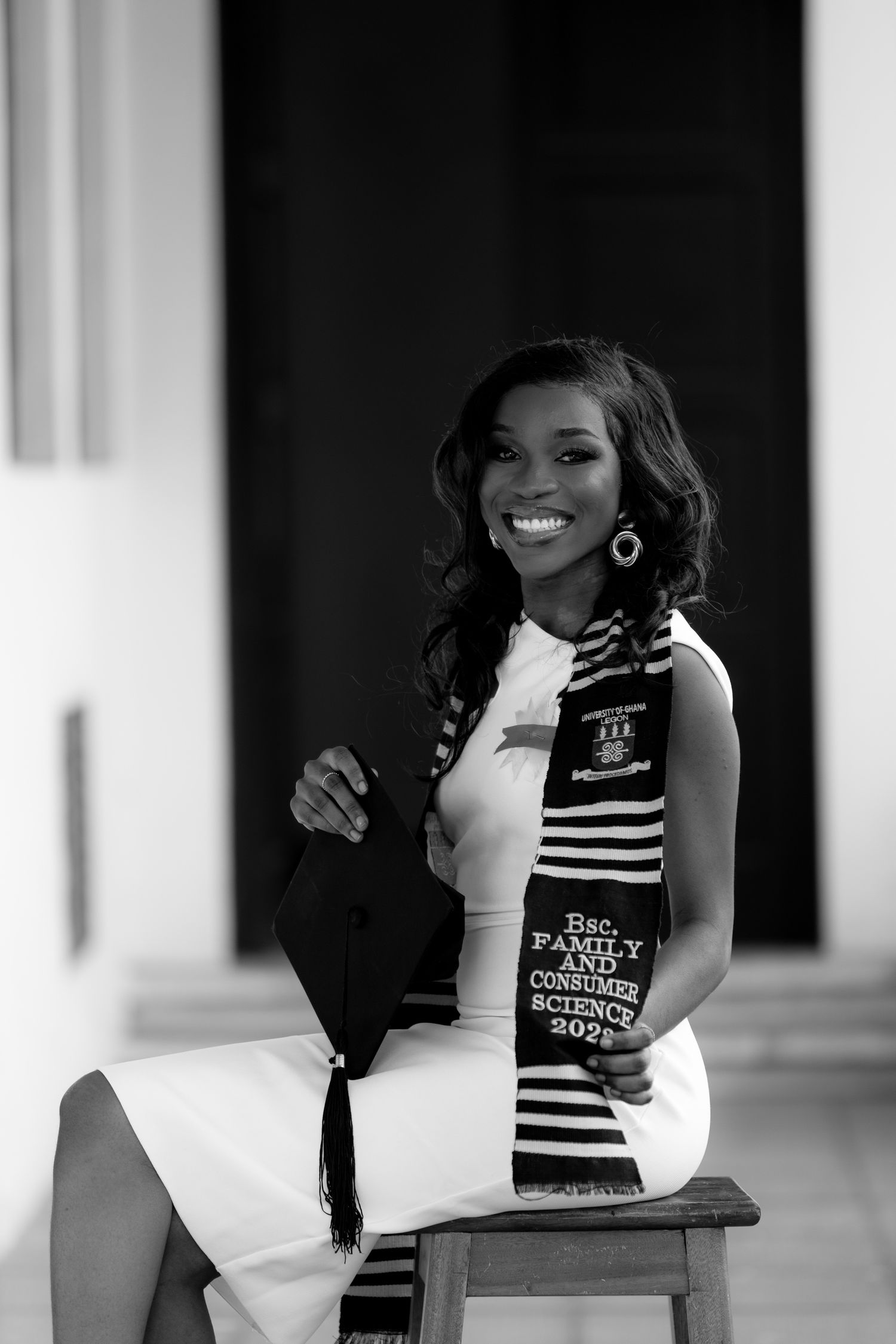 Elegant female graduation portrait with soft lighting