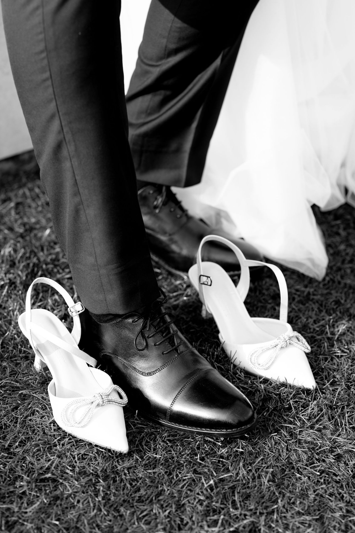 Bride and groom's wedding shoes