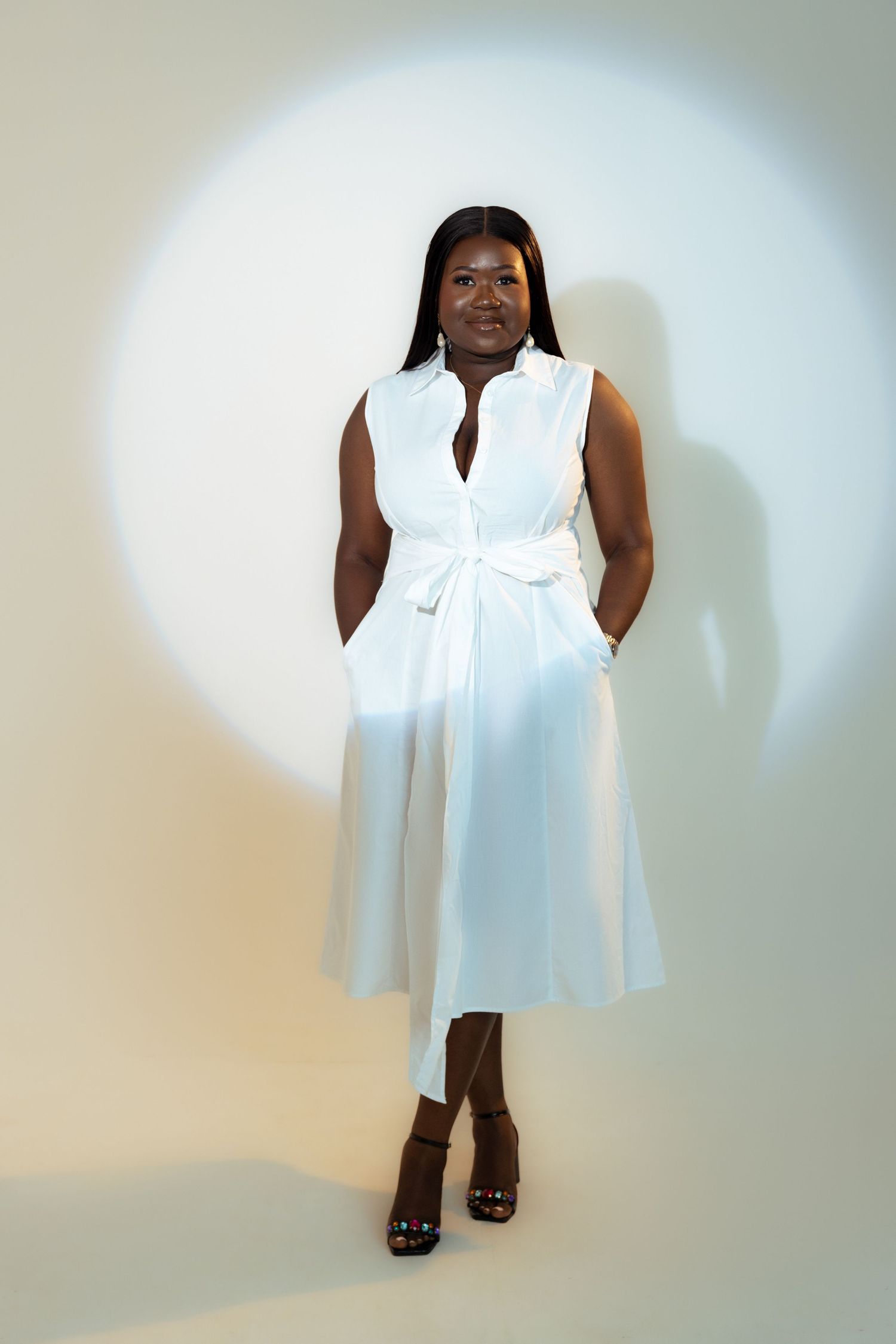 Cinematic lbirthday portrait in a studio Accra setting