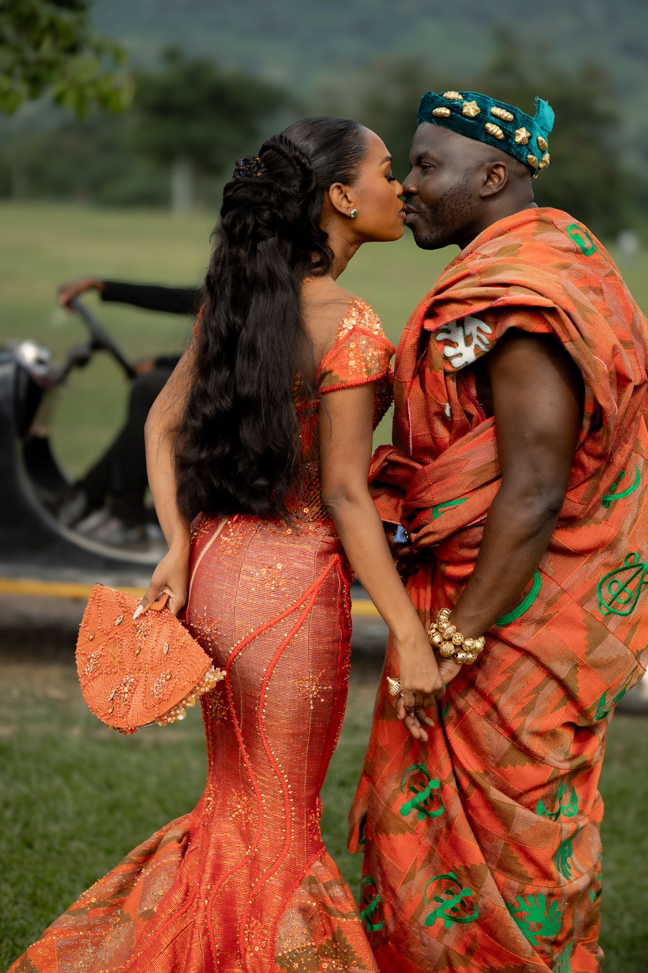 Luxury wedding portrait of bride   in Safari valley, Ghana