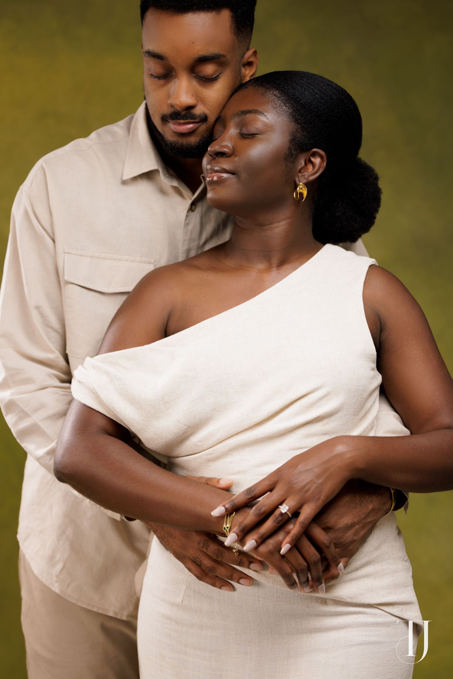 Romantic pre-wedding portrait of couple in Accra, Ghana