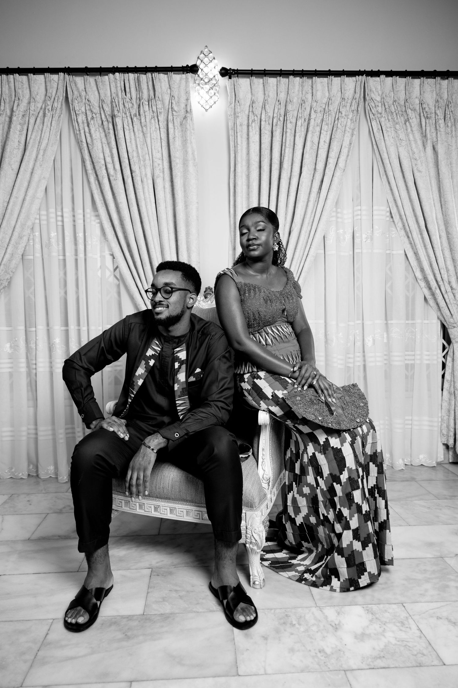 Bride and Groom portraits at Traditional Ghanaian wedding ceremony photography